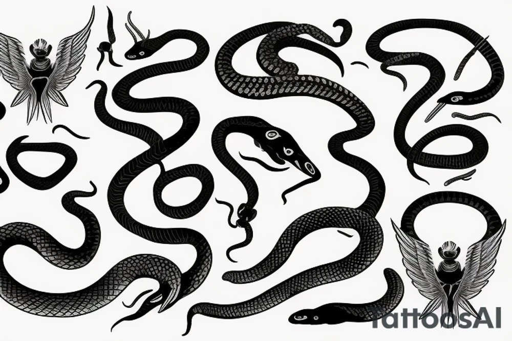 black mamba snakes with wings tattoo idea