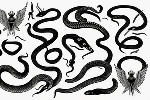 black mamba snakes with wings tattoo idea