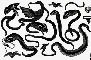 black mamba snakes with wings tattoo idea