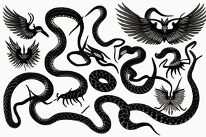 black mamba snakes with wings tattoo idea