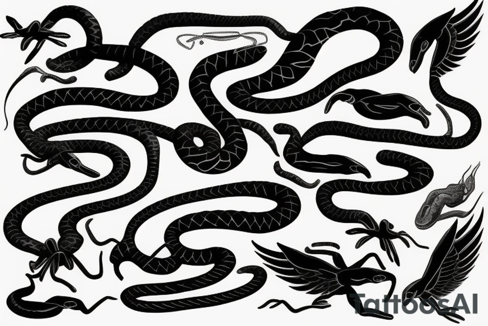 black mamba snakes with wings tattoo idea