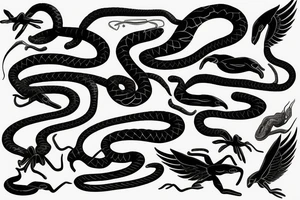 black mamba snakes with wings tattoo idea