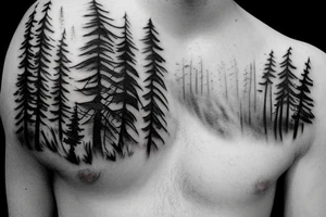 dark forest scene with mist tattoo idea