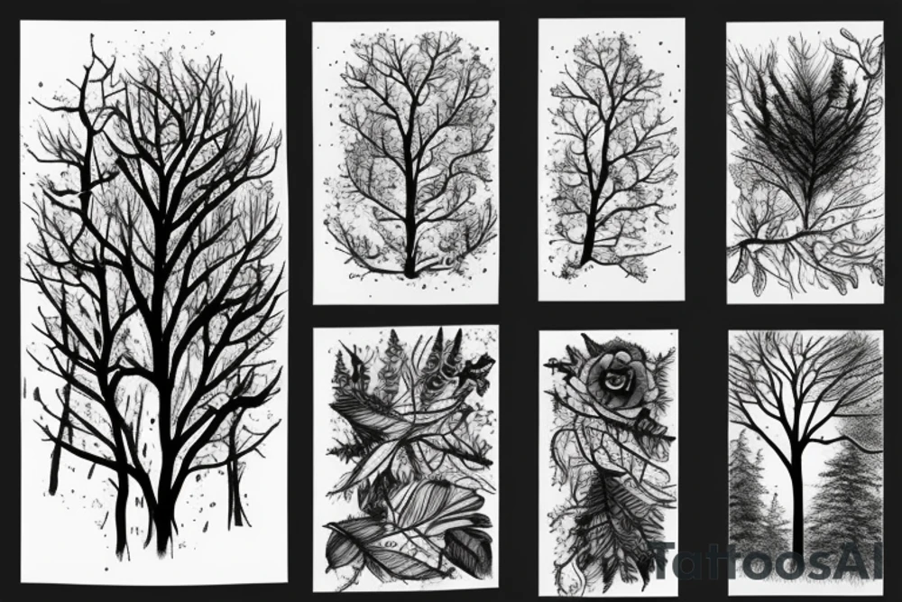dark forest scene with mist tattoo idea