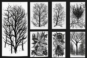 dark forest scene with mist tattoo idea