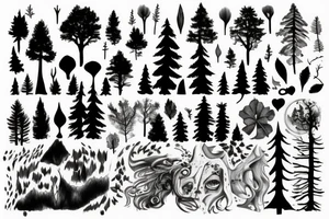 dark forest scene with mist tattoo idea