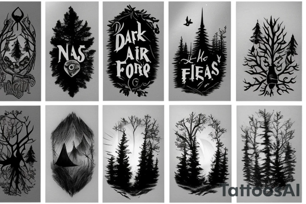 dark forest scene with mist tattoo idea