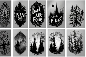 dark forest scene with mist tattoo idea