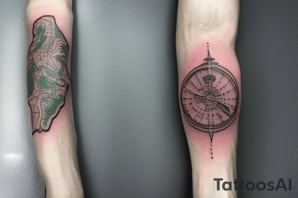 Wanderer with map and landfall tattoo idea