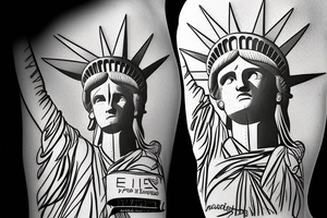Statue of Liberty with airplane in background tattoo idea