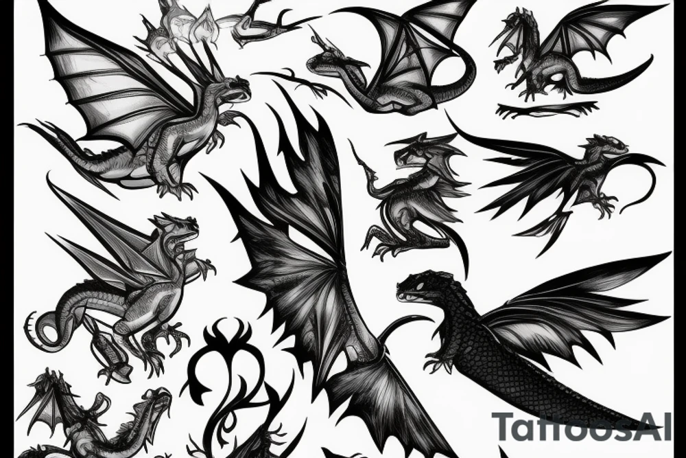small dragon and a swallow tattoo idea