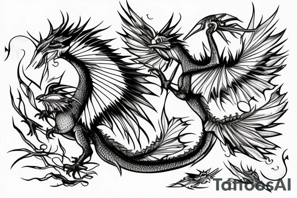 small dragon and a swallow tattoo idea