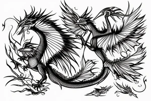 small dragon and a swallow tattoo idea