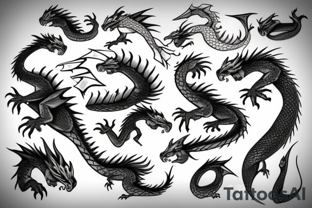 small dragon and a swallow tattoo idea