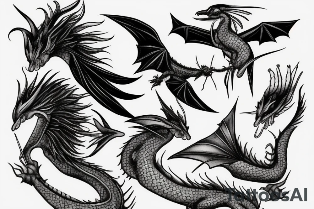 small dragon and a swallow tattoo idea