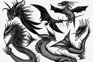 small dragon and a swallow tattoo idea