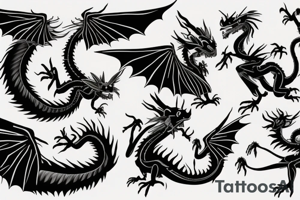 dragon mushu with wings powerfull scary tattoo idea