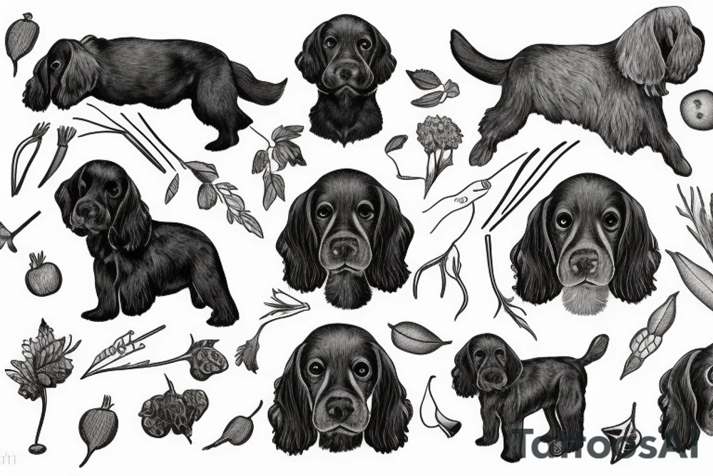 English Cocker spaniel rating carrot tattoo idea