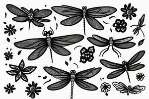 Dragonfly with flowers tattoo idea