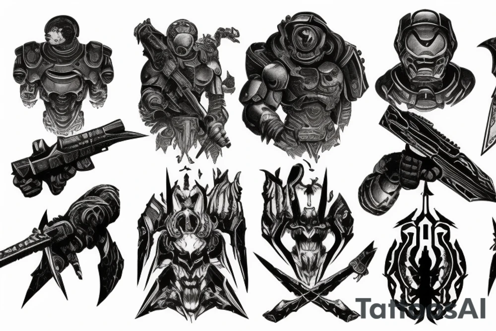 Doom Slayer sword tattoo idea