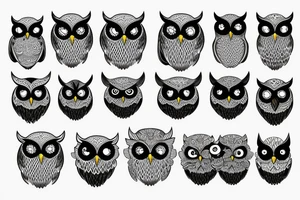 realistic Owl with blue eyes in forest tattoo idea
