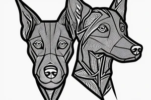 Meancing dobermann dog with barbed wire tattoo idea