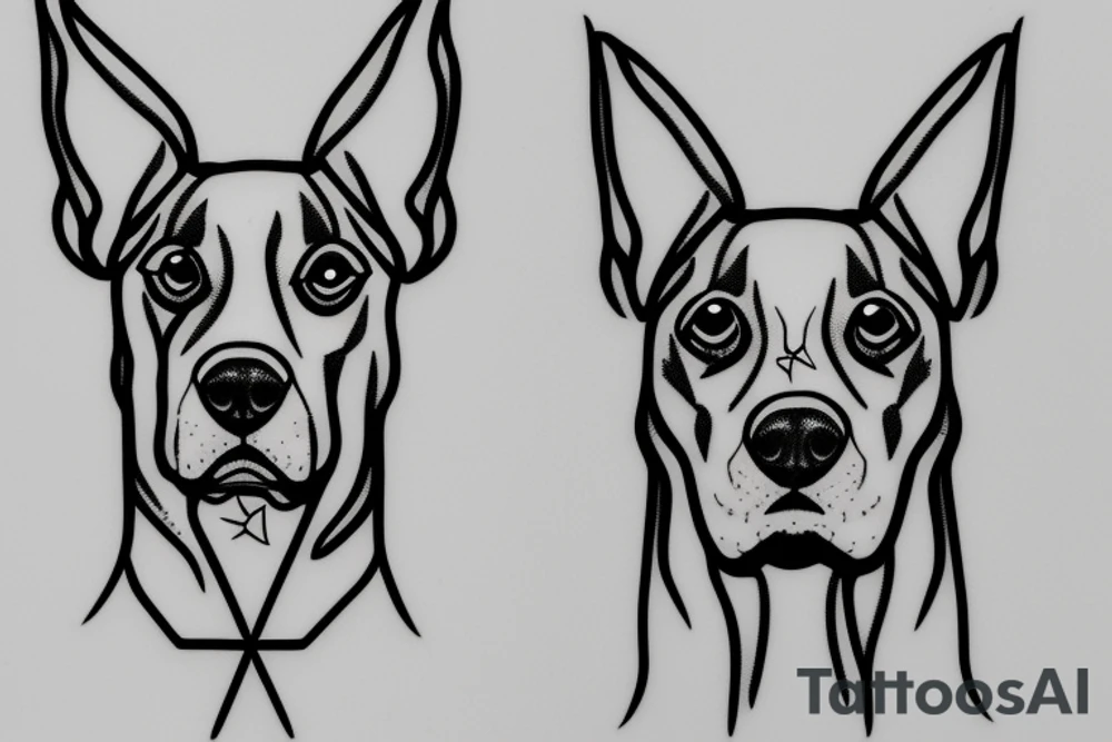 Meancing dobermann dog with barbed wire tattoo idea