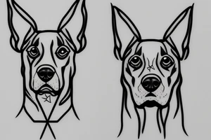 Meancing dobermann dog with barbed wire tattoo idea