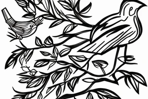 Bird sitting on a cracking branch while chirping tattoo idea