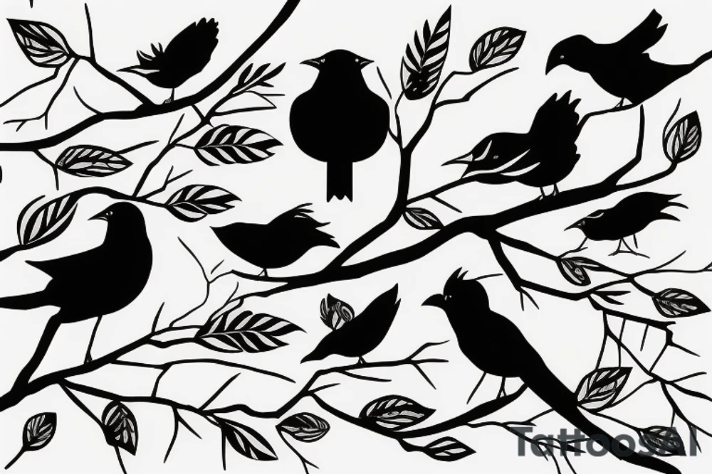 Bird on a breaking branch tattoo idea