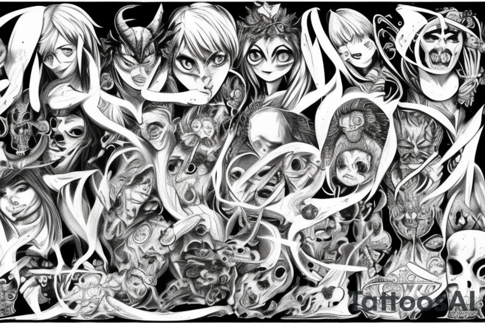 Demonic seven deadly sins tattoo idea