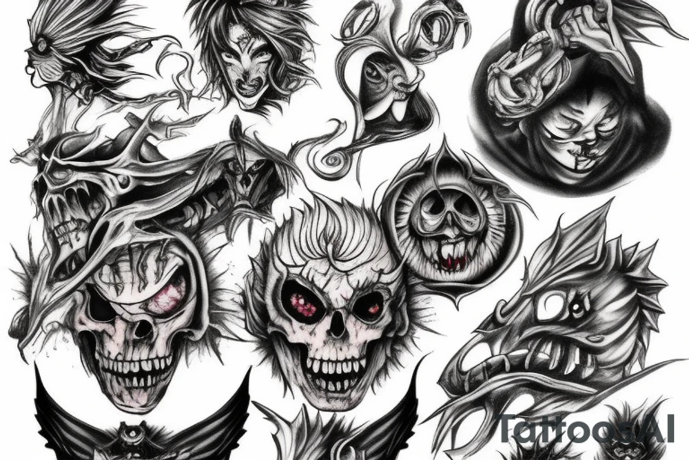 Demonic seven deadly sins tattoo idea