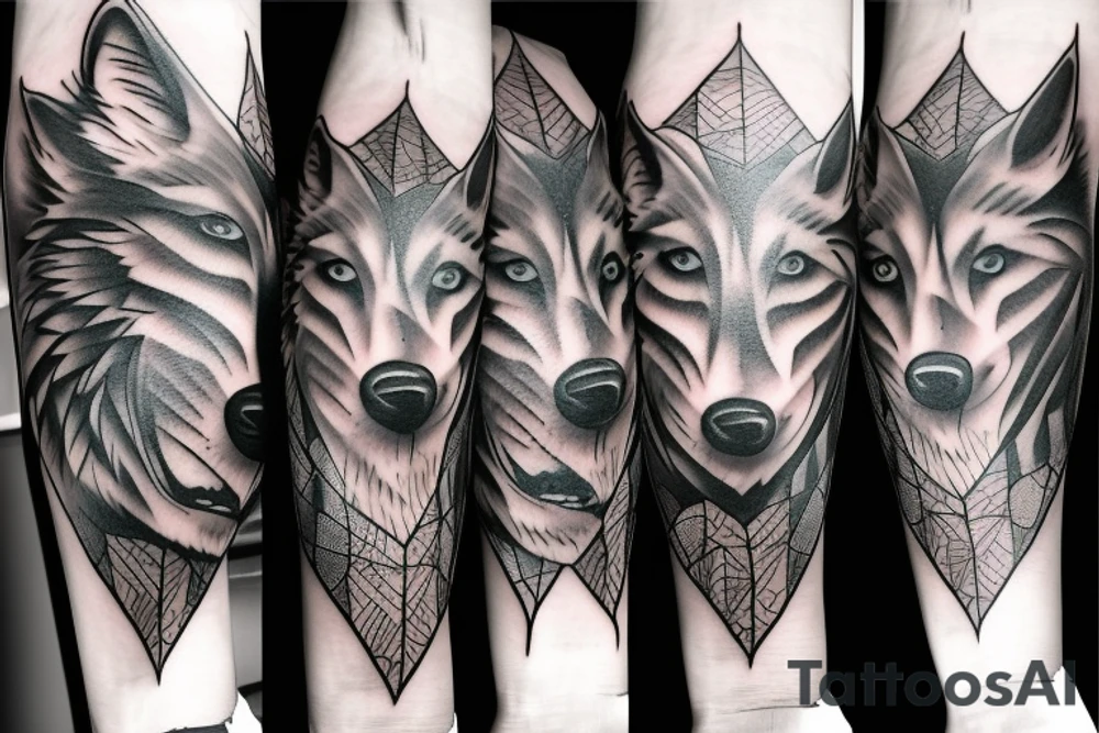 linear wolf tattoo idea