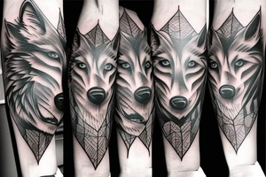 linear wolf tattoo idea