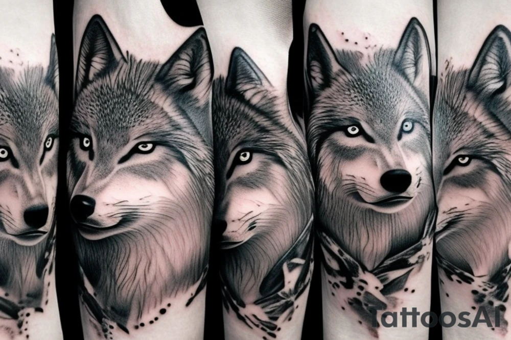 realistic wolf tattoo idea