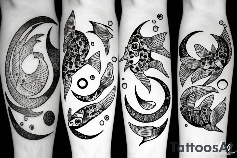 Fish and a moon tattoo idea