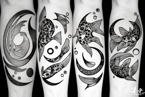 Fish and a moon tattoo idea