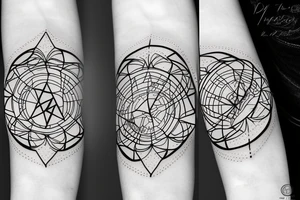 Hand design including elements from space, time, dimensions and hope tattoo idea