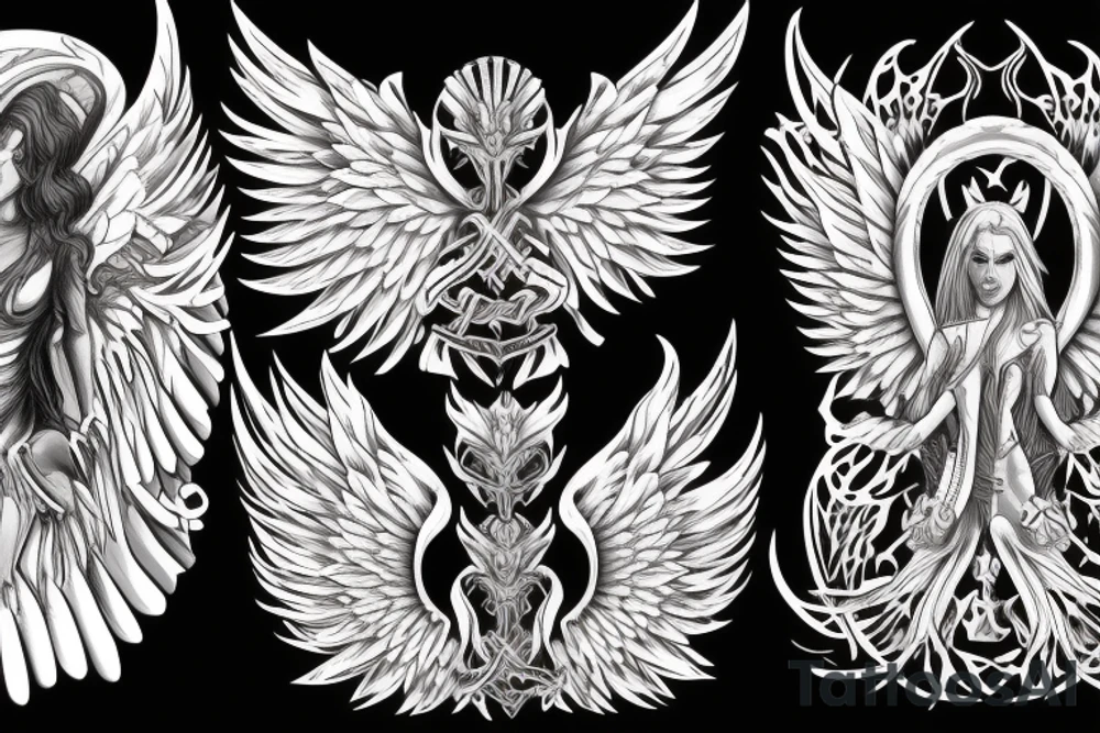 Phoenix angel demon wings tattoo idea