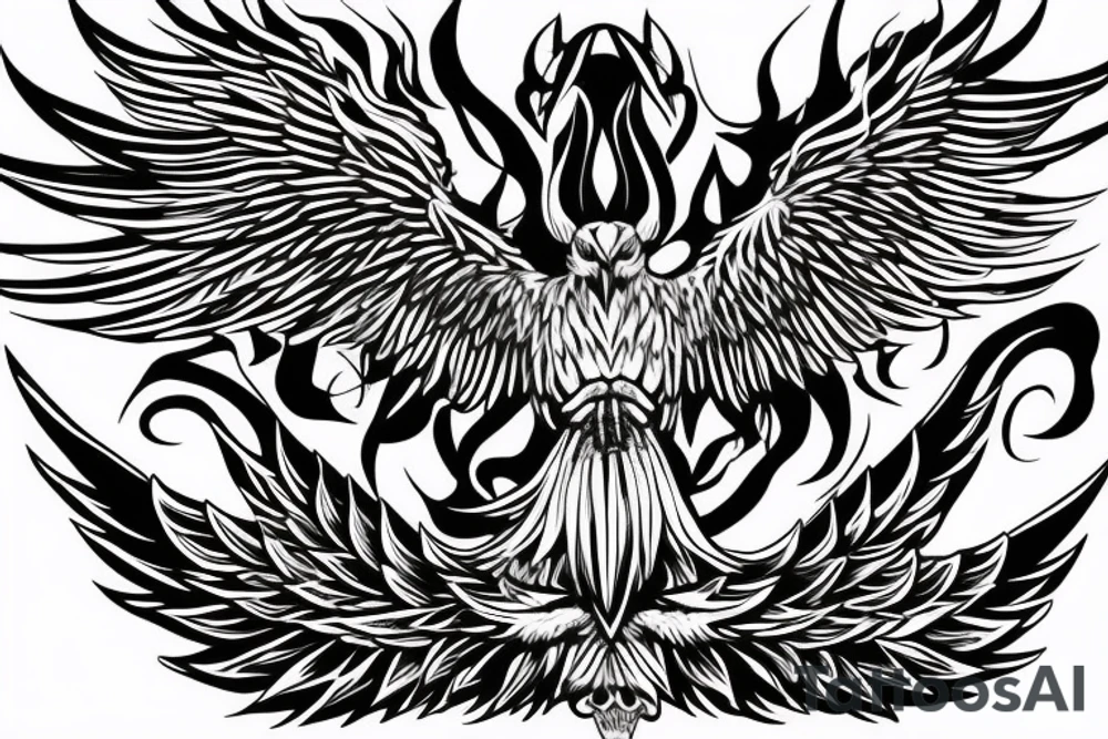 Eagle with angel demon wings tattoo idea