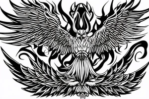 Eagle with angel demon wings tattoo idea