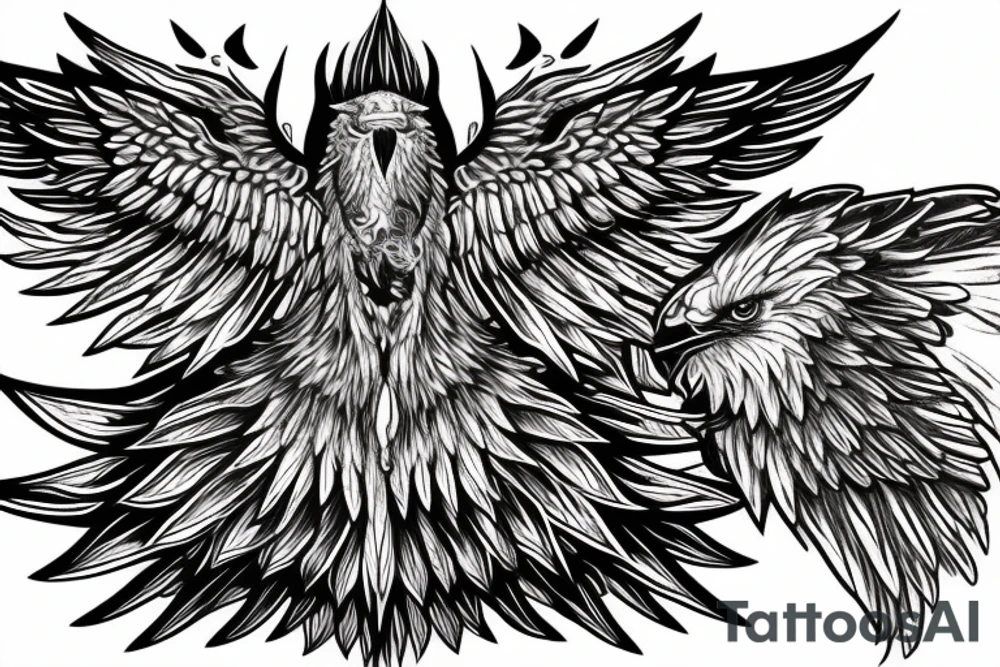 Eagle with angel demon wings tattoo idea