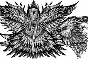 Eagle with angel demon wings tattoo idea