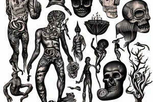 philosophical statue of sisyphos about life and death tattoo idea