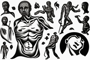 philosophical statue of sisyphos about life and death tattoo idea