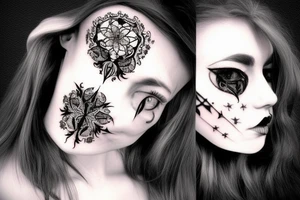 gothic ornaments, darkness, womans face tattoo idea
