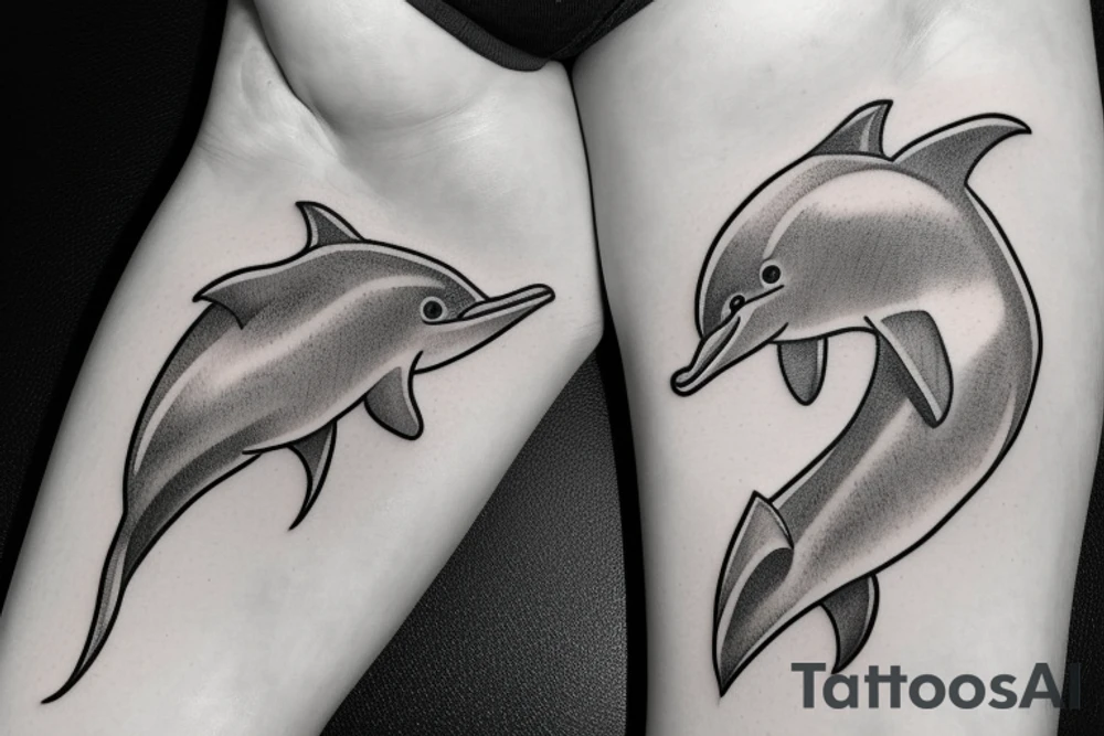 Dolphin two sided. tattoo idea