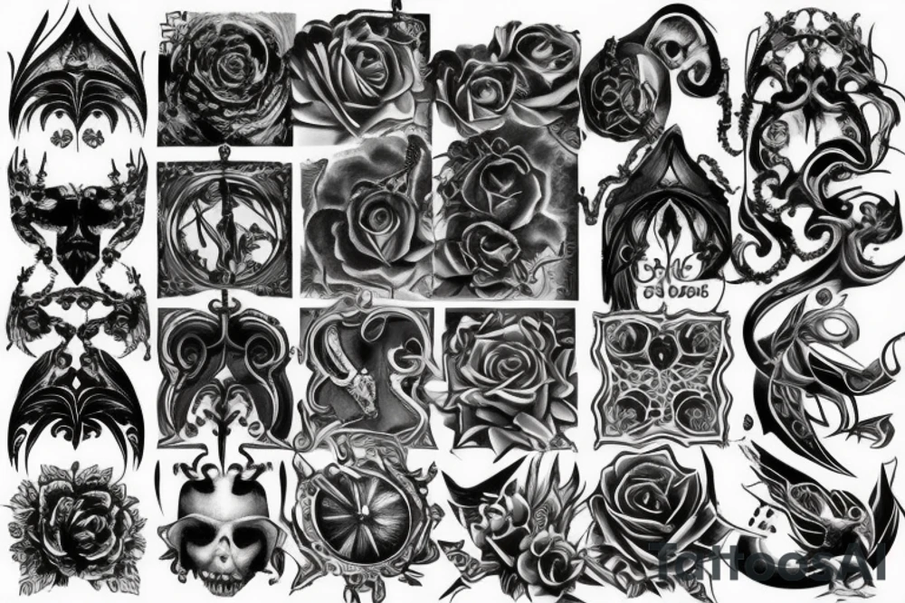 gothic ornaments, darkness tattoo idea