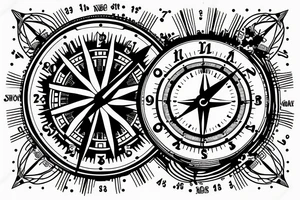 A clock combined with
 a compass tattoo idea