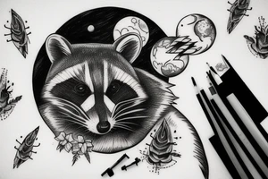 racoon on the moon tattoo idea